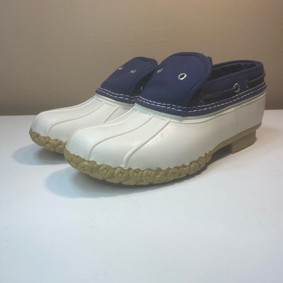 🔥 L.L. BEAN NEW LTD EDITION WHITE AND NAVY CANVAS DUCK BOOTS WOMENS SIZE 9M - Picture 2 of 10